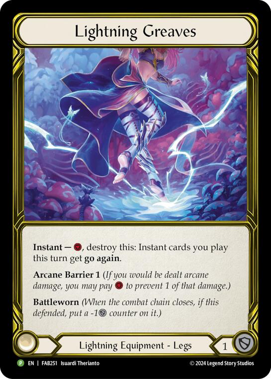 Lightning Greaves (Golden) - FAB251 [FAB251] (Promo)  Cold Foil | Good Games Modbury