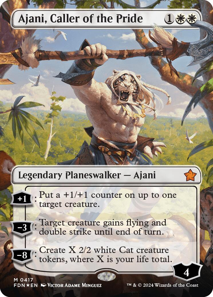 Ajani, Caller of the Pride (Borderless) (Mana Foil) [Foundations] | Good Games Modbury