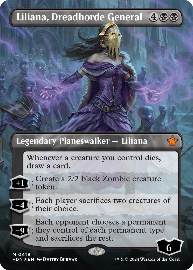 Liliana, Dreadhorde General (Borderless) (Mana Foil) [Foundations] | Good Games Modbury