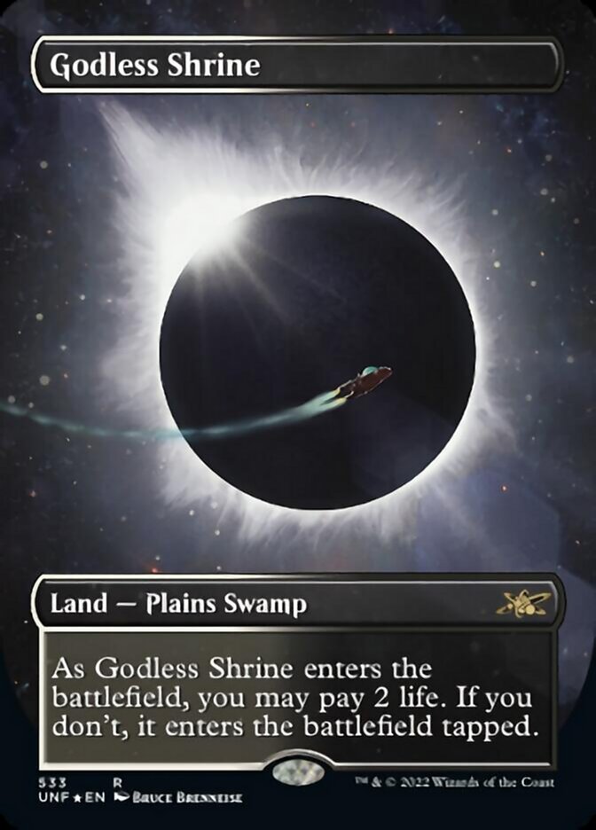 Godless Shrine (Borderless) (Galaxy Foil) [Unfinity] | Good Games Modbury