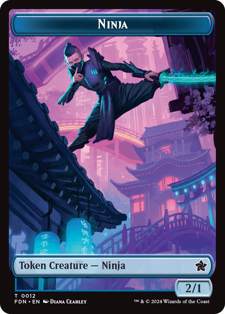Emblem - Kaito, Cunning Infiltrator // Ninja Doubled-Sided Token [Foundations Tokens] | Good Games Modbury