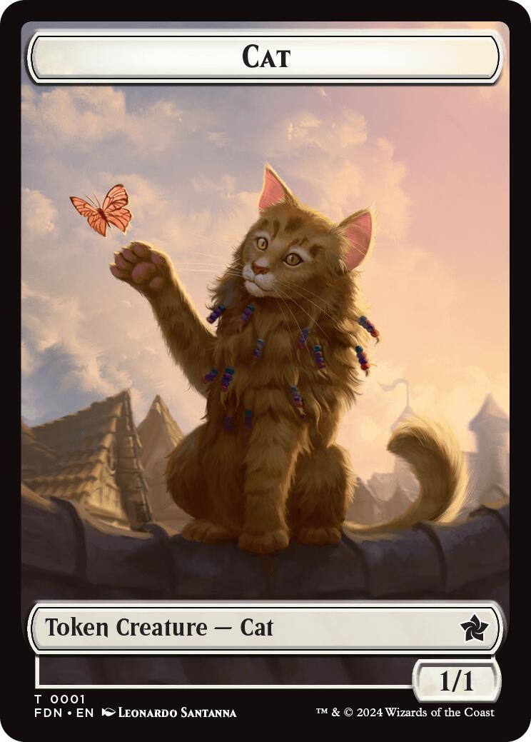 Spirit // Cat (0001) Doubled-Sided Token [Foundations Tokens] | Good Games Modbury