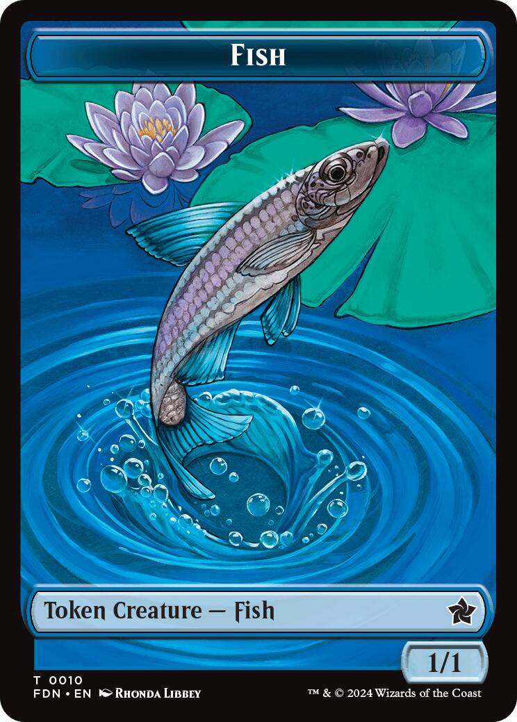 Faerie // Fish Doubled-Sided Token [Foundations Tokens] | Good Games Modbury