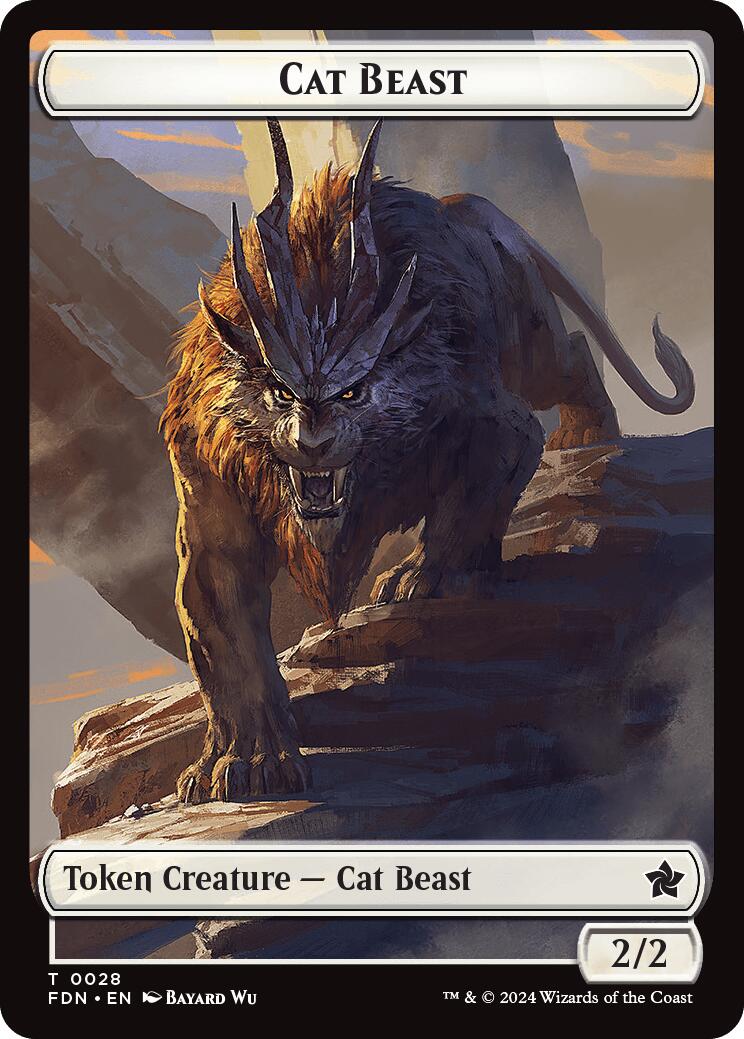 Cat Beast // Dragon (0017) Double-Sided Token [Foundations Tokens] | Good Games Modbury