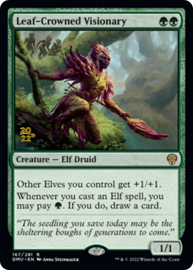 Leaf-Crowned Visionary [Dominaria United Prerelease Promos] | Good Games Modbury