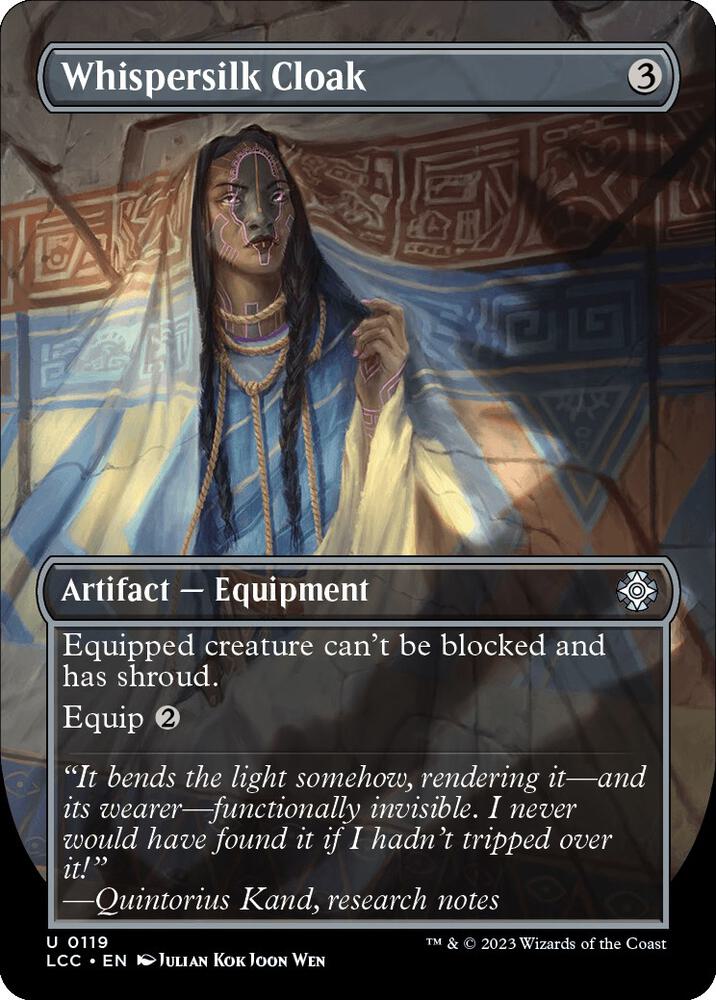 Whispersilk Cloak 119/370 (Commander: The Lost Caverns of Ixalan)  - Borderless Foil | Good Games Modbury
