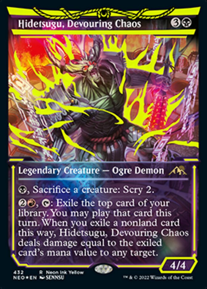 Hidetsugu, Devouring Chaos (Neon Ink Yellow) [Kamigawa: Neon Dynasty] | Good Games Modbury