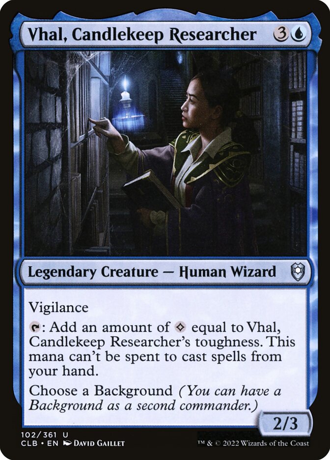 Vhal, Candlekeep Researcher 102/361 (Commander Legends: Battle for Baldur's Gate)  | Good Games Modbury