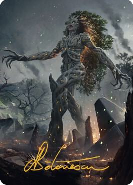 Titania Gaea Incarnate Art Card Gold Stamped Signature 27 (Art Series: The Brothers' War)  | Good Games Modbury