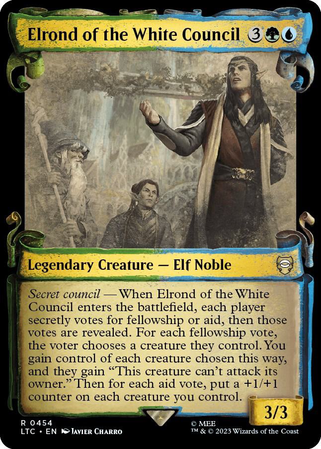 Elrond of the White Council Showcase Scrolls 454 (Commander: The Lord of the Rings: Tales of Middle-earth)  - Showcase Scroll Foil | Good Games Modbury