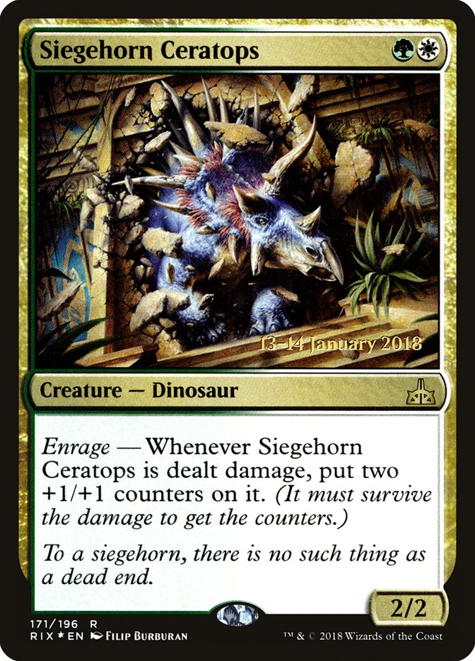 Siegehorn Ceratops [Rivals of Ixalan Prerelease Promos] | Good Games Modbury