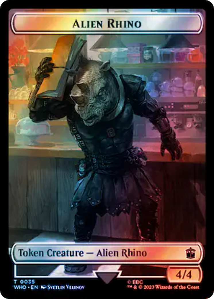 Alien Rhino // Treasure (0061) Double-Sided Token (Surge Foil) [Doctor Who Tokens] | Good Games Modbury