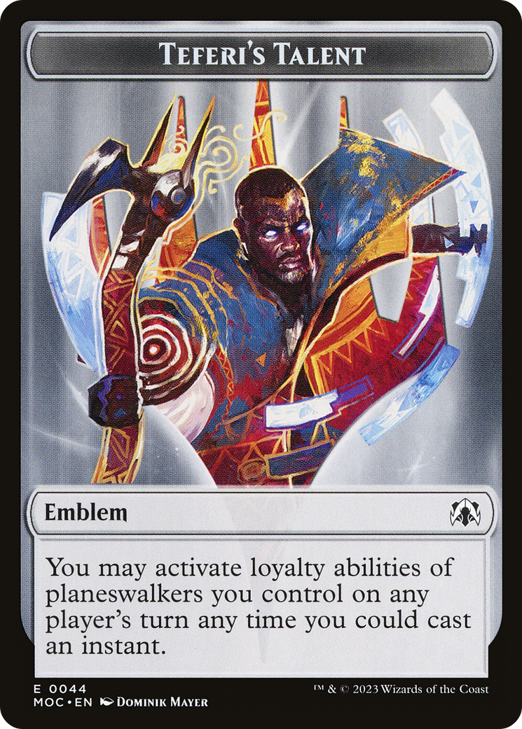 First Mate Ragavan // Teferi's Talent Emblem Double-Sided Token [March of the Machine Commander Tokens] | Good Games Modbury