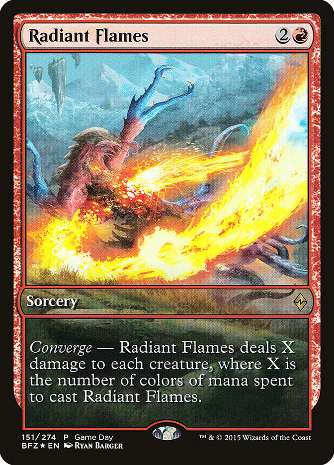 Radiant Flames (Game Day) [Battle for Zendikar Promos] | Good Games Modbury