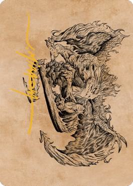 Miirym Sentinel Wyrm Art Card Gold Stamped Signature 71 (Art Series: Commander Legends: Battle for Baldur's Gate)  | Good Games Modbury