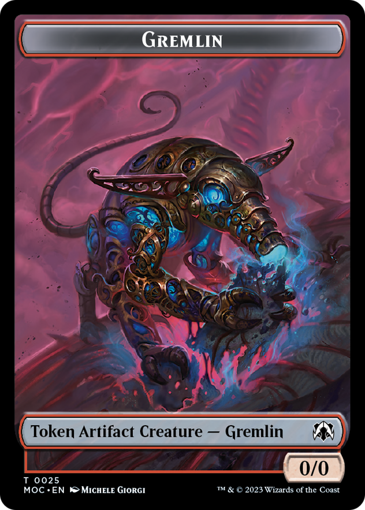 Treasure // Gremlin Double-Sided Token [March of the Machine Commander Tokens] | Good Games Modbury