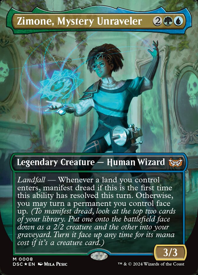 Zimone, Mystery Unraveler 8 (Commander: Duskmourn: House of Horror)  - Borderless Foil | Good Games Modbury