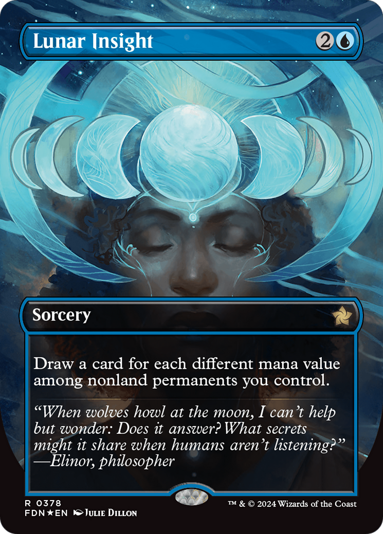 Lunar Insight (Borderless) (Mana Foil) [Foundations] | Good Games Modbury