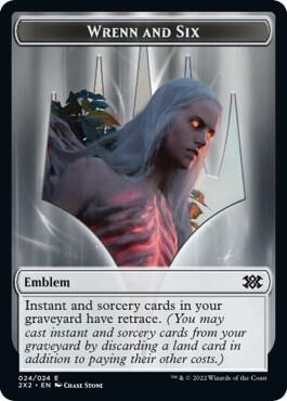 Emblem Wrenn and Six Monk Double Sided Token 24 // 6 (Double Masters 2022)  - Foil | Good Games Modbury