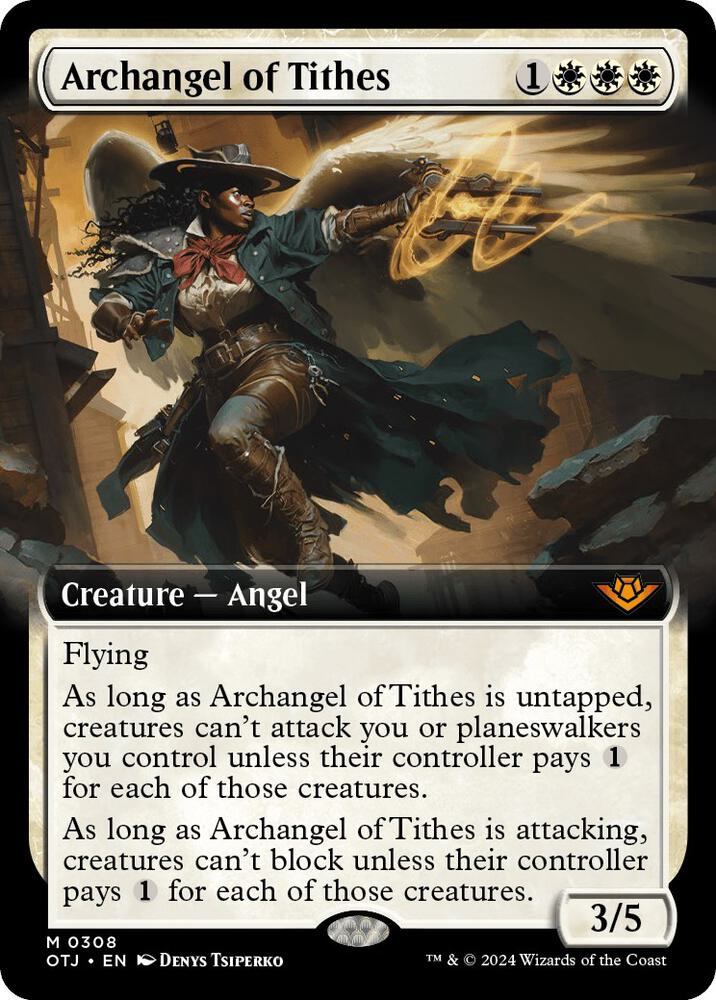 Archangel of Tithes 308 (Outlaws of Thunder Junction)  - Extended Art | Good Games Modbury