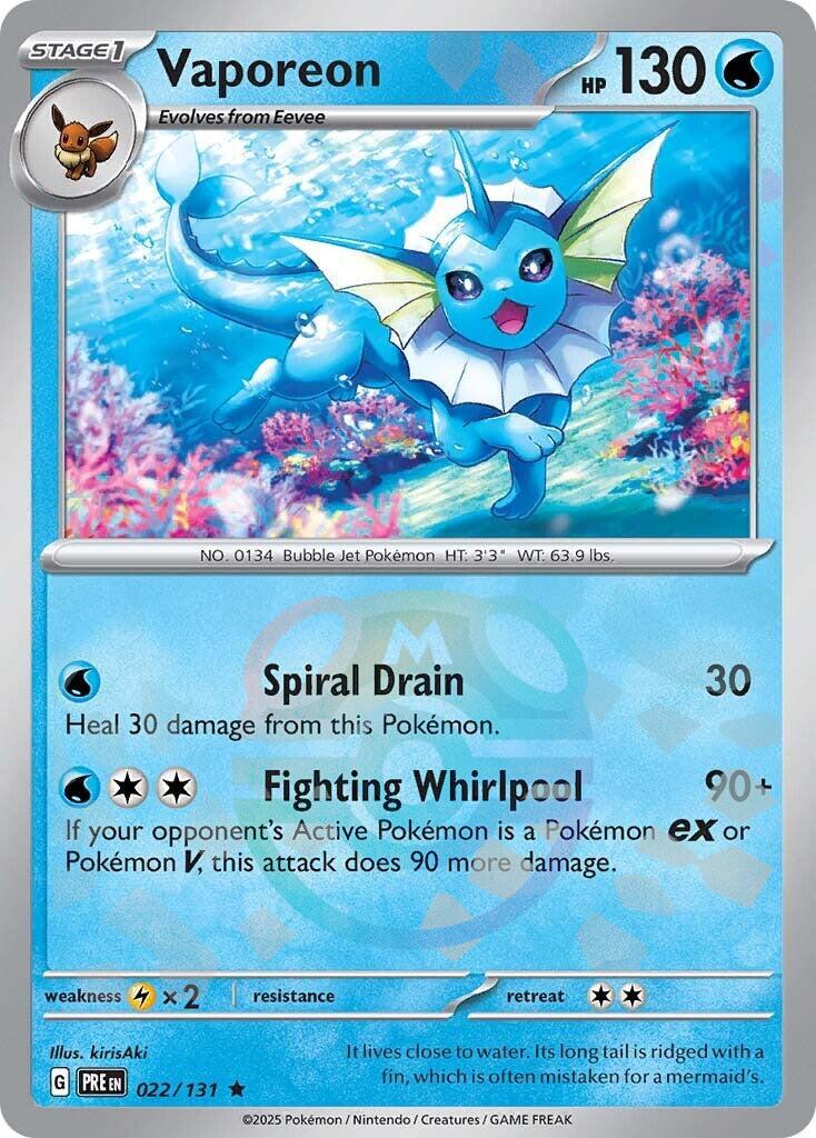 Vaporeon (022/131) (Master Ball Pattern) [Scarlet & Violet: Prismatic Evolutions] | Good Games Modbury