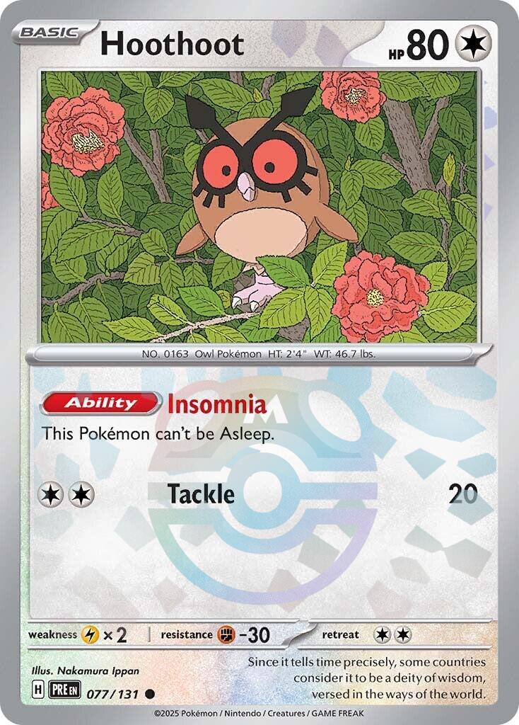 Hoothoot (077/131) (Master Ball Pattern) [Scarlet & Violet: Prismatic Evolutions] | Good Games Modbury