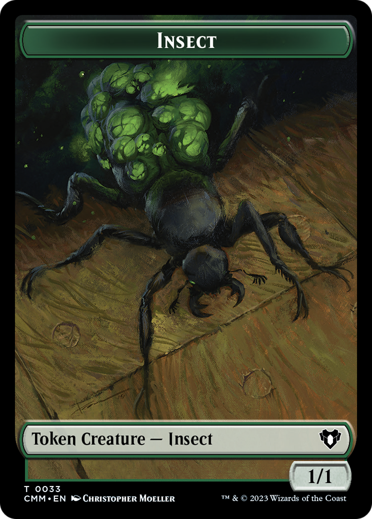 Spirit (0010) // Insect Double-Sided Token [Commander Masters Tokens] | Good Games Modbury
