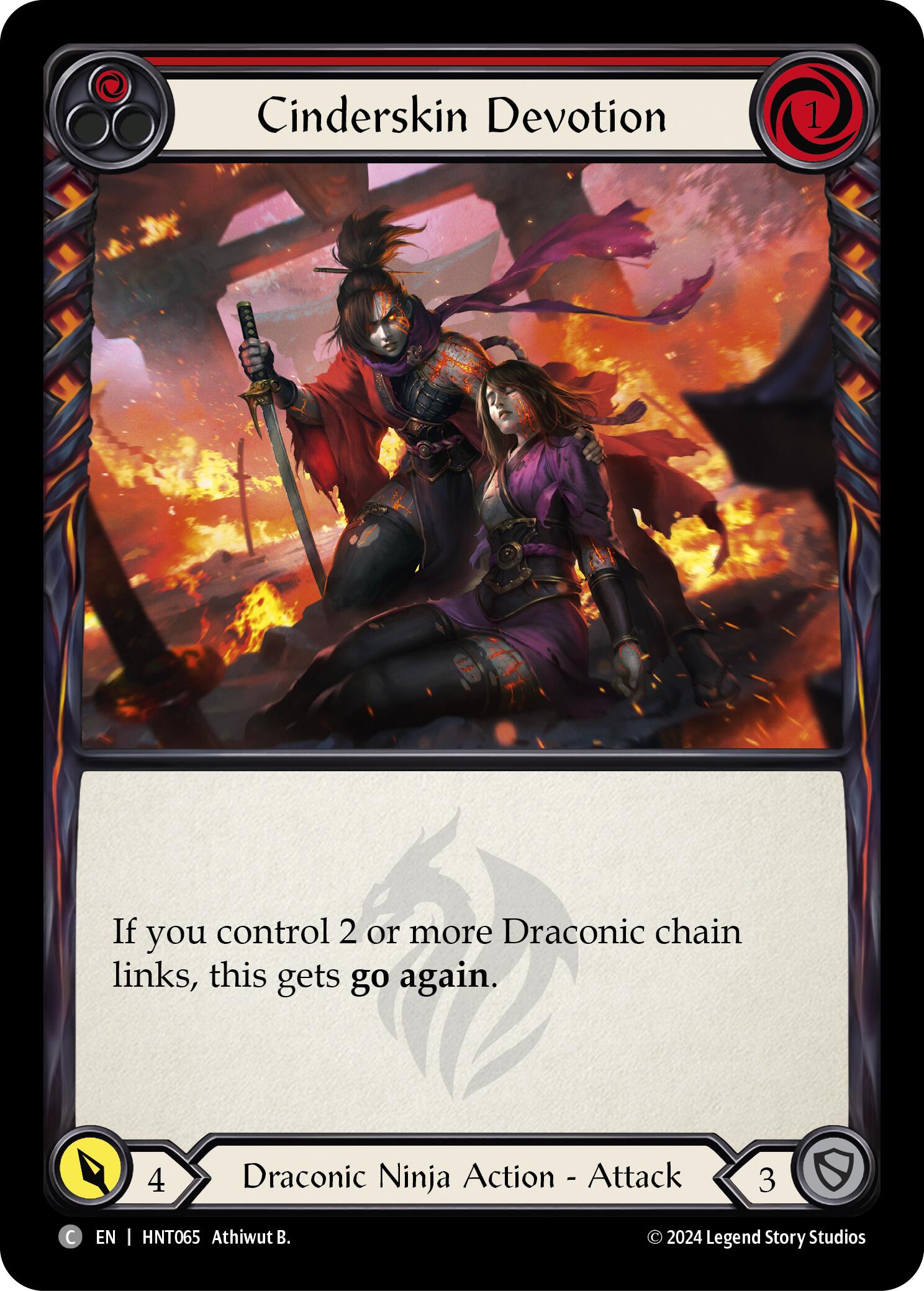 Cinderskin Devotion (Red) [HNT065] (The Hunted)  Rainbow Foil | Good Games Modbury