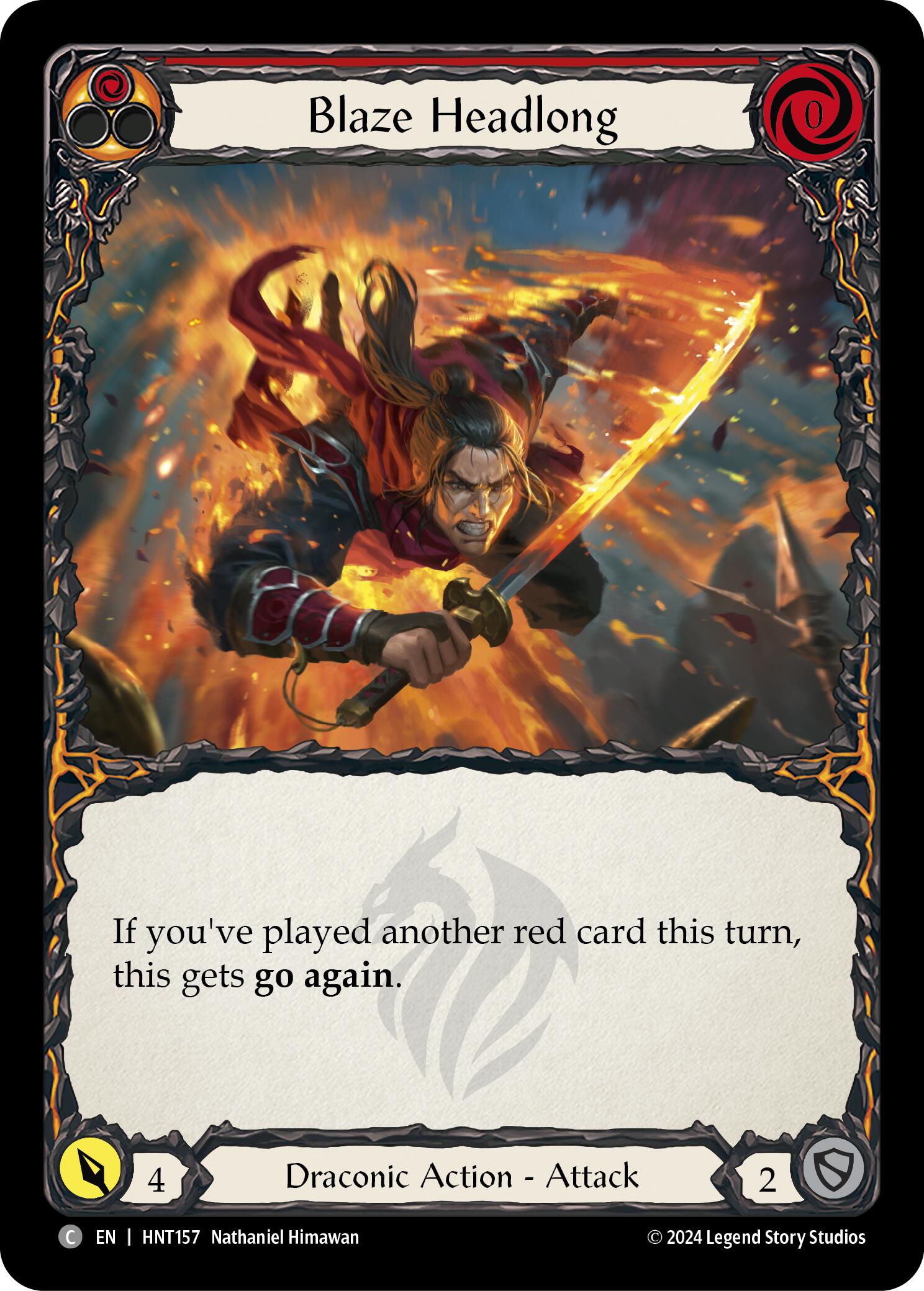 Blaze Headlong (Red) [HNT157] (The Hunted)  Rainbow Foil | Good Games Modbury