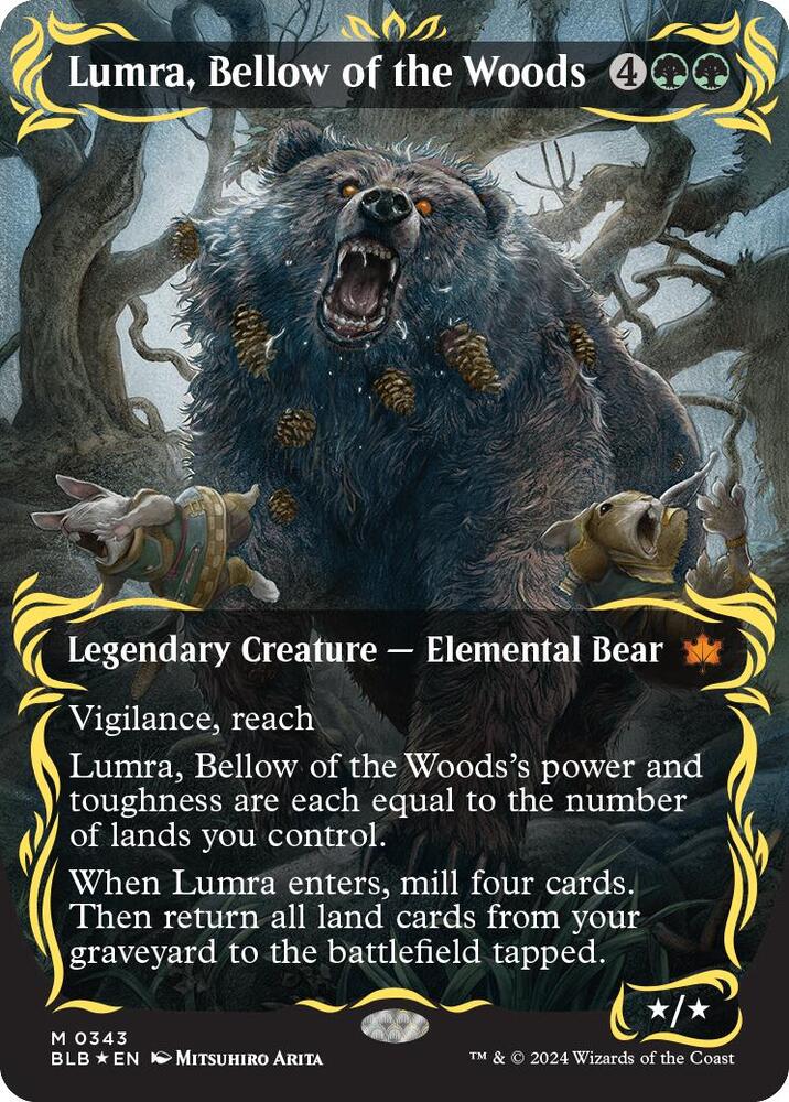 Lumra, Bellow of the Woods 343 (Bloomburrow)  - Borderless Raised Foil | Good Games Modbury