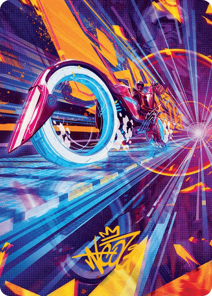 Spotcycle Scouter Art Card (Gold-Stamped Signature) [Aetherdrift Art Series] | Good Games Modbury