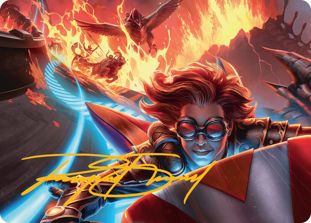 Outpace Oblivion Art Card (Gold-Stamped Signature) [Aetherdrift Art Series] | Good Games Modbury