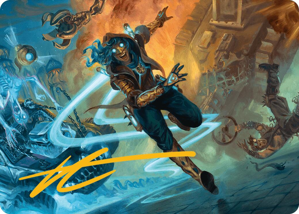 Sita Varma, Masked Racer Art Card (Gold-Stamped Signature) [Aetherdrift Art Series] | Good Games Modbury