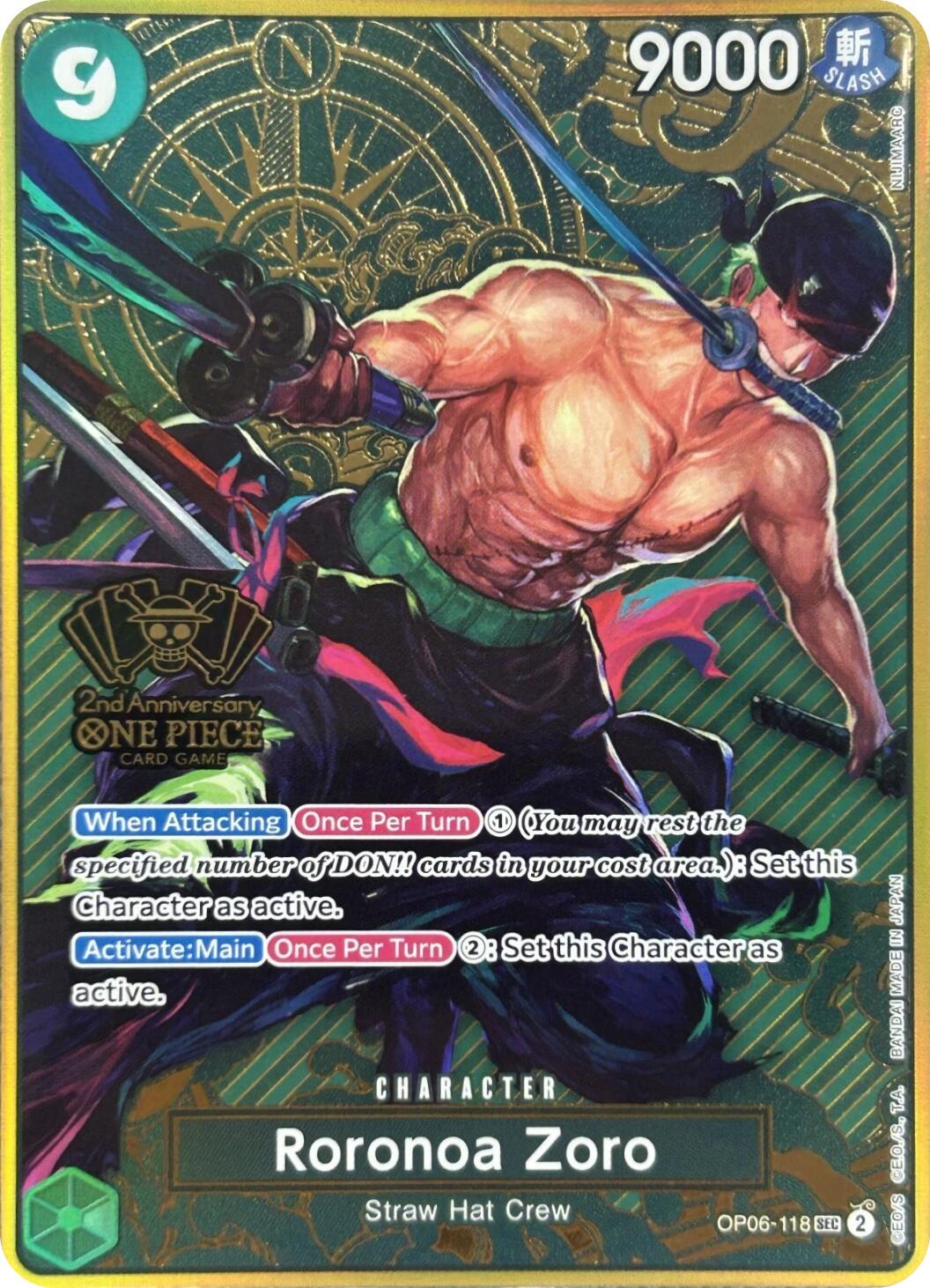 Roronoa Zoro (Japanese Version 2nd Anniversary Set) [One Piece Promotion Cards] | Good Games Modbury