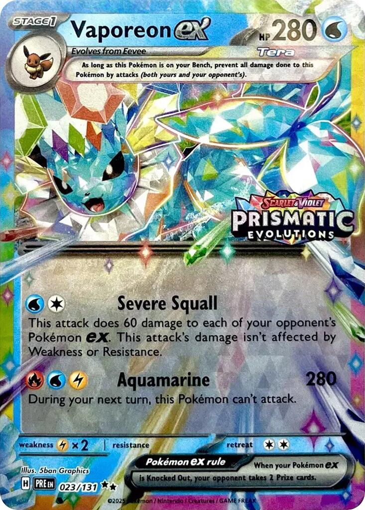 Vaporeon ex (023/131) (Prismatic Evolutions Stamp) [Scarlet & Violet: Prismatic Evolutions] | Good Games Modbury