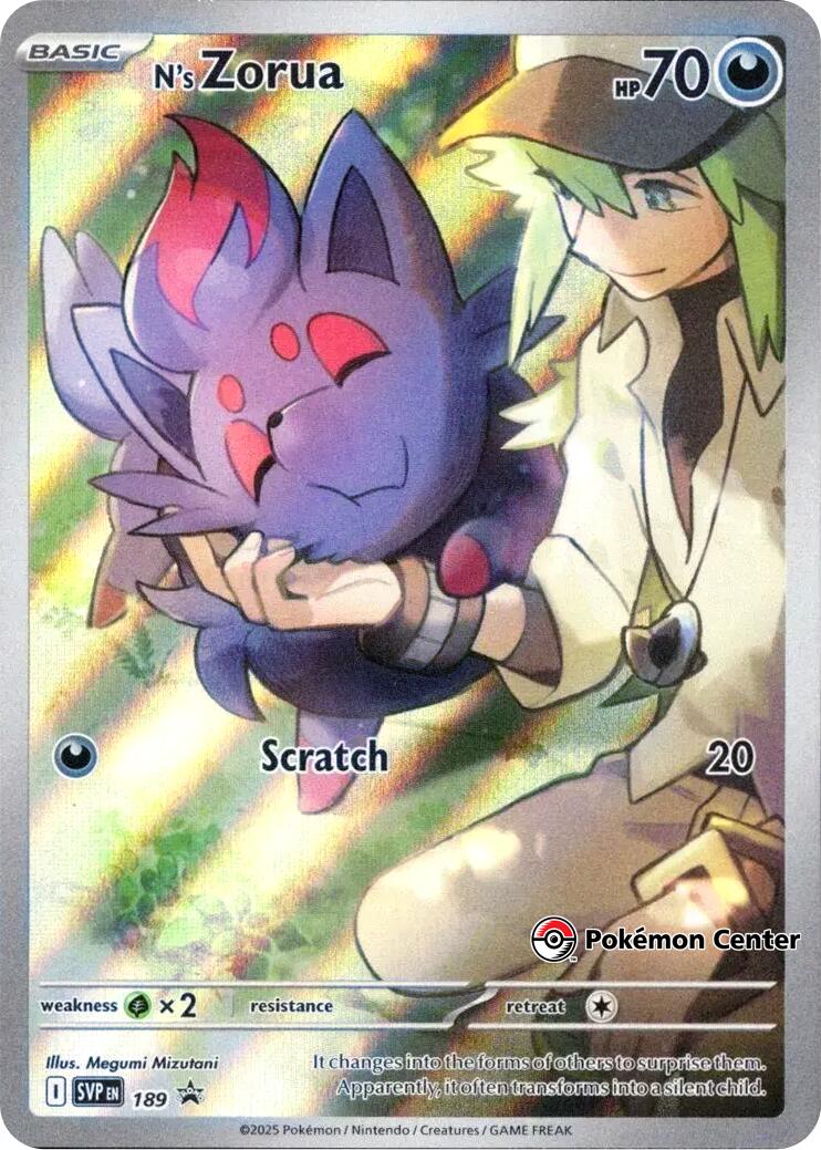 N's Zorua (SVP189) (Pokemon Center Exclusive) [Scarlet & Violet: Black Star Promos] | Good Games Modbury