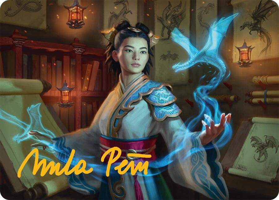 Dragonologist Art Card (6/54) (Gold-Stamped Signature) [Tarkir: Dragonstorm Art Series] | Good Games Modbury