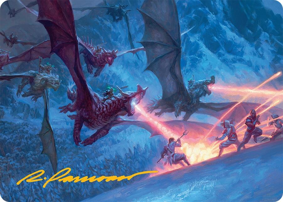 Dragonback Assault Art Card (22/54) (Gold-Stamped Signature) [Tarkir: Dragonstorm Art Series] | Good Games Modbury
