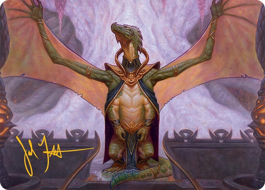 Kheru Goldkeeper Art Card (36/54) (Gold-Stamped Signature) [Tarkir: Dragonstorm Art Series] | Good Games Modbury