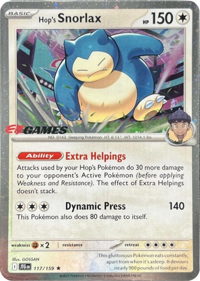 Hop's Snorlax (117/159) (EB Games) (Cosmos Holo) [Scarlet & Violet: Journey Together] | Good Games Modbury