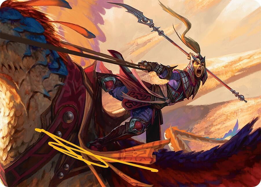 Dragonback Lancer Art Card 3 54 Gold Stamped Signature 3 (Art Series: Tarkir: Dragonstorm)  | Good Games Modbury