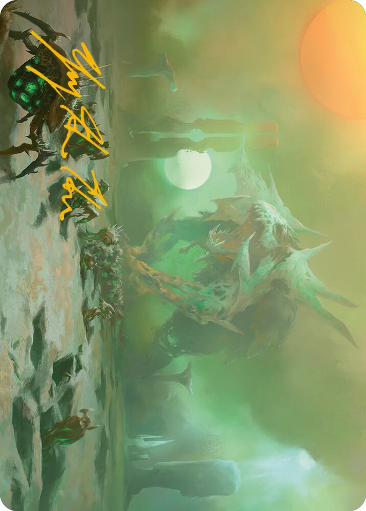 Green Suns Twilight Art Card Gold Stamped Signature 39 (Art Series: Phyrexia: All Will Be One)  | Good Games Modbury