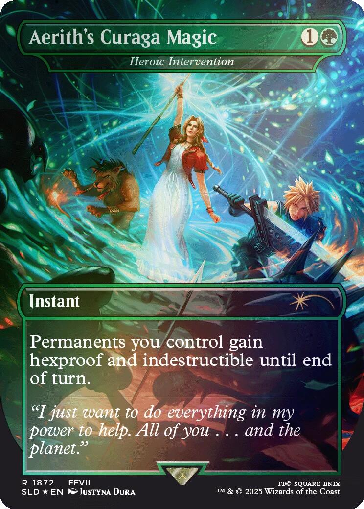 Aerith's Curaga Magic - Heroic Intervention (Rainbow Foil) [Secret Lair Drop Series] | Good Games Modbury