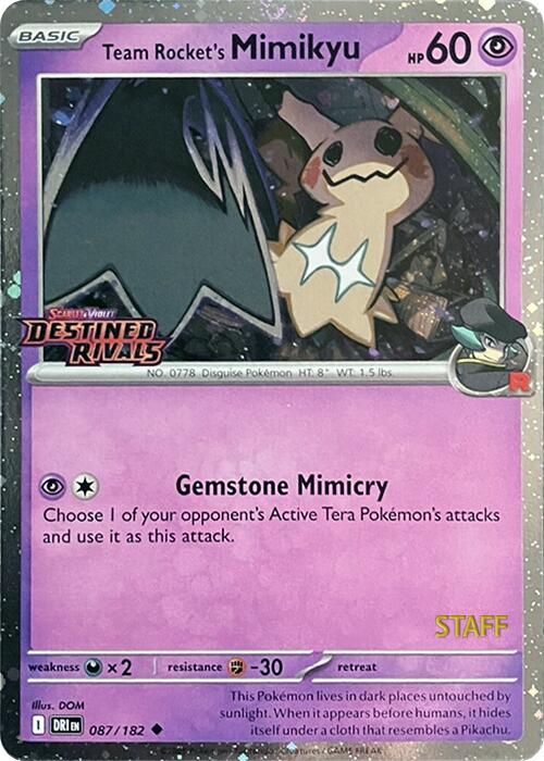 Team Rocket's Mimikyu (087/182) (Prerelease Staff) [Scarlet & Violet: Destined Rivals] | Good Games Modbury