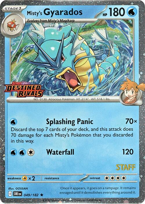 Misty's Gyarados (049/182) (Prerelease Staff) [Scarlet & Violet: Destined Rivals] | Good Games Modbury