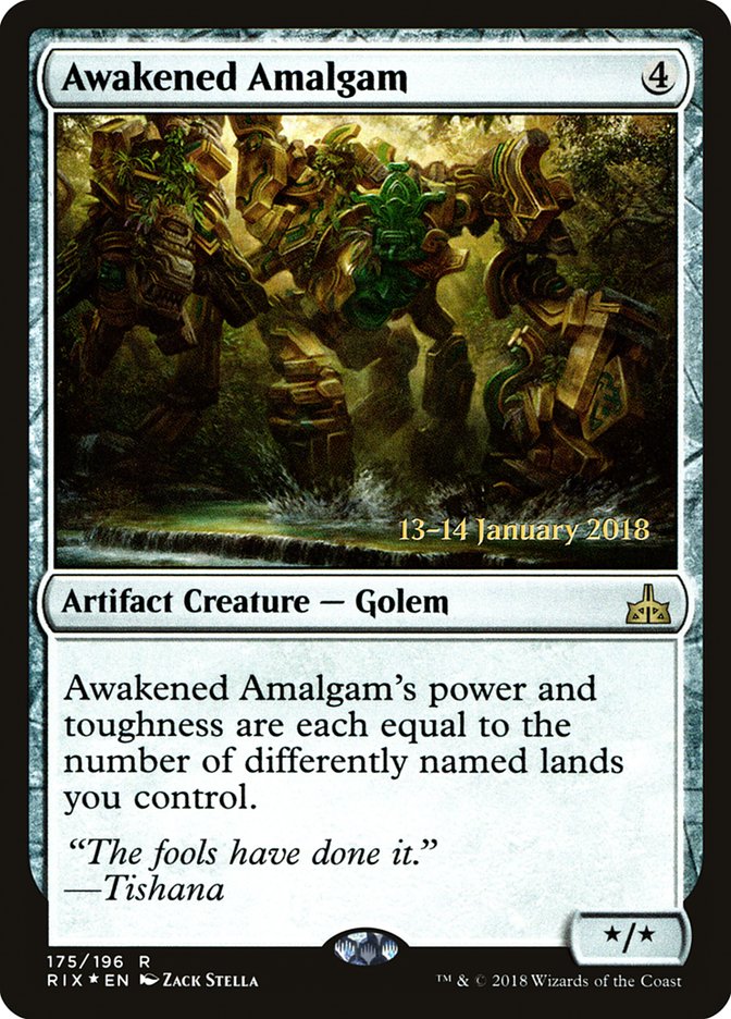 Awakened Amalgam [Rivals of Ixalan Prerelease Promos] | Good Games Modbury