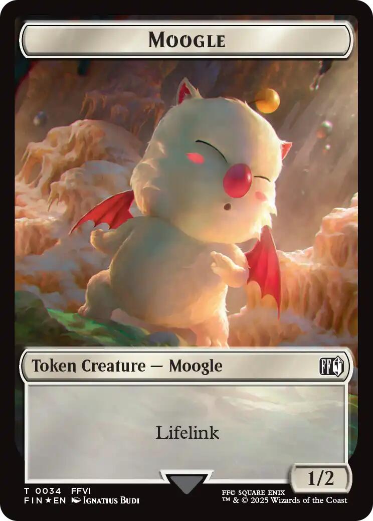 Moogle // Zombie Double-Sided Token (Surge Foil) [FINAL FANTASY Commander Tokens] | Good Games Modbury