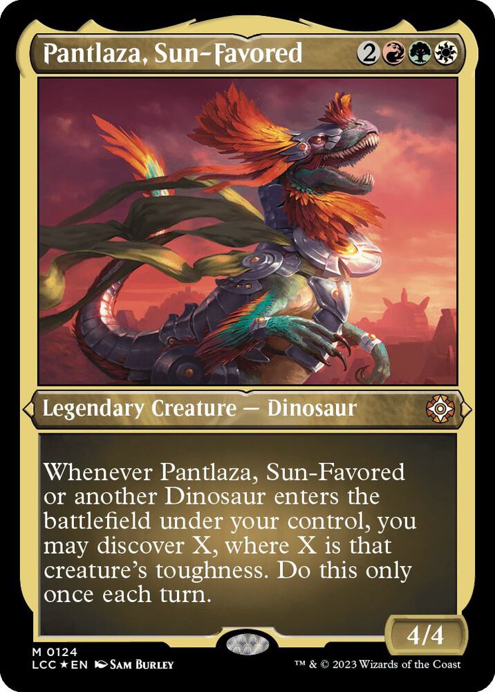 Pantlaza Sun Favored Display Commander Thick Stock 124 (Commander: The Lost Caverns of Ixalan)  - Foil | Good Games Modbury