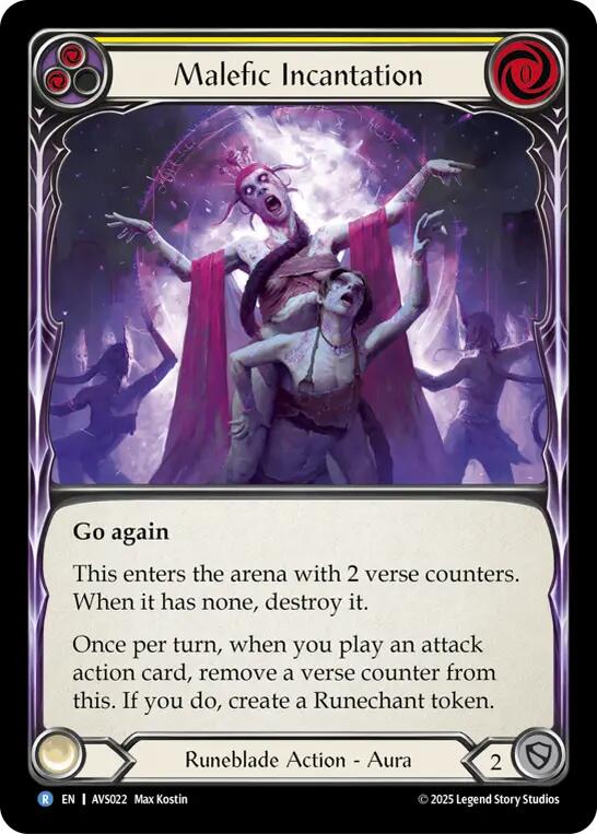 Malefic Incantation (Yellow) [AVS022] (Armory Deck: Legends Viserai) | Good Games Modbury