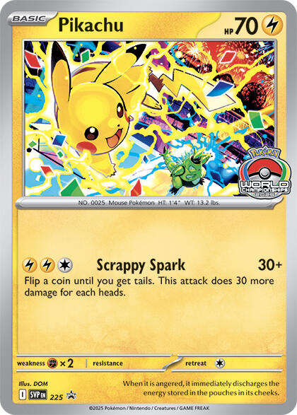 Pikachu (225) (World Championship 2025) [Scarlet & Violet: Black Star Promos] | Good Games Modbury